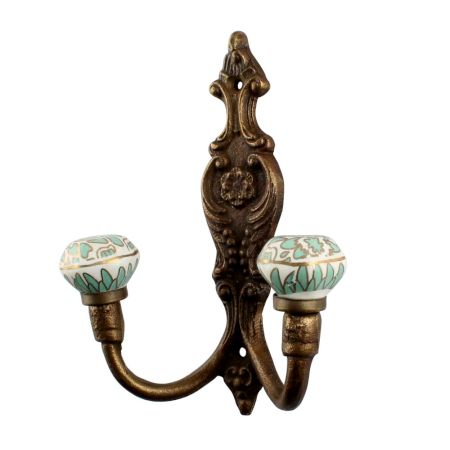 Sea Green Hexagon Small Ceramic Iron Hook